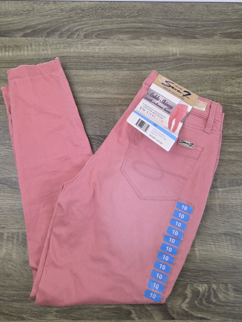 Seven7 Ankle Skinny Jeans Women's 10 Dusty Pink Stretch 30x28 Mid Rise NEW